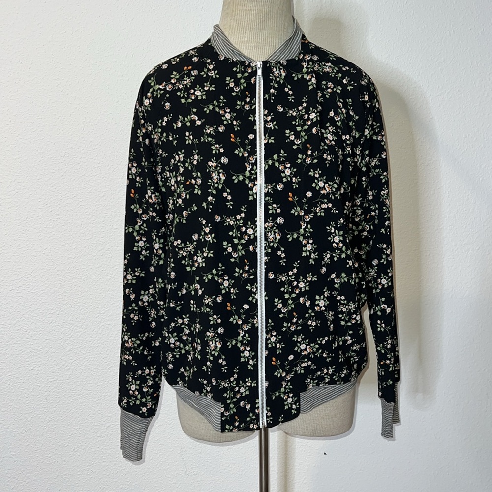 JET John Eshaya Floral Lightweight Bomber Style Jacket